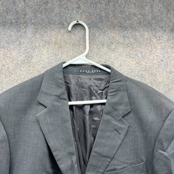Hugo Boss Blazer Mens 44L Black Suit Jacket Einstein Wool Single Breasted - Picture 3 of 11